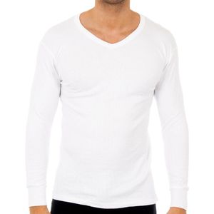 Heren Thermoshirt - Streepjesprint - Lange Mouwen - V-hals