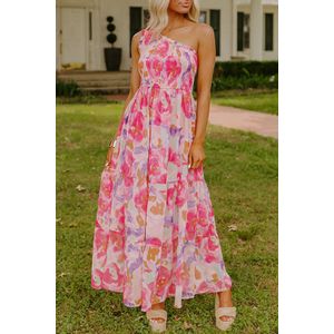Bloemenprint Eén-schouder Maxi-jurk