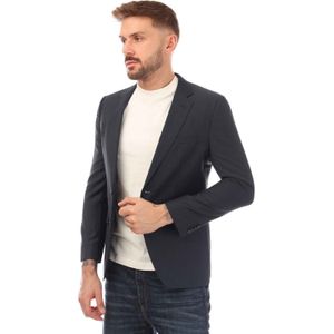 HUGO - Jeffery - Blazerjas - Donkerblauw - Gedessineerde Scheerwolmix