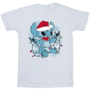 Li-cense Disney heren lilo and stitch kerstlichtjes schets t-shirt