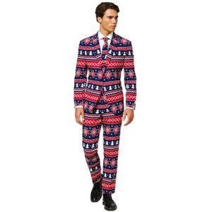 Kerstpak - Grappig Patroon - Slim Fit - 100% Polyester