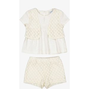 Mayoral - Crochet Set - Creme - Baby Meisje - Top met Gilet en Crochet Short