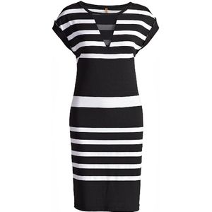 CONQUISTA - Jurk - Zwart en Wit Gestreept - Mouwloos - Viscose-Elastaan