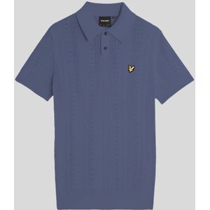 Lyle & Scott - Crochet Knit Polo Shirt - Indigo Blauw - Poloshirt
