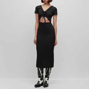 Hugo Boss - Nalexi - Jurk - Zwart - Midielengte - Korte Mouwen