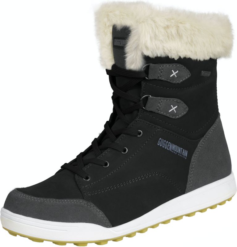 Guggen - Bergwinterschoenen HPC56 - Enkellaarsjes - Zwart - Echt Leer met Imitatiebont
