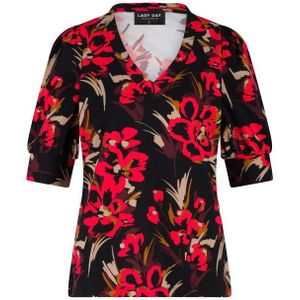 Lady Day - Alice - T-shirt - Rechte Top - V Hals - Middel Korte Pofmouwen