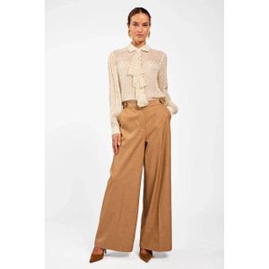 Yalise - Blouse - Wit - Semi-transparant - Gouden Dot-patroon - Verticale Lurexstrepen