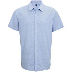 Premier Heren micro gingham geruit katoenen overhemd met korte mouwen