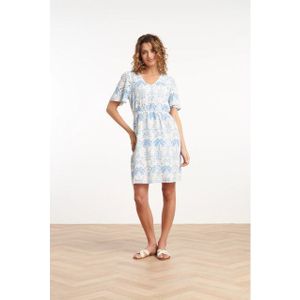 Smashed Lemon - 35001 - Korte Jurk - Wit - Geborduurde Palmboomprint