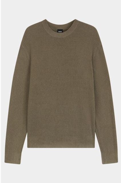 Hugo - P-Horso Sweater - Bruin - Heren - Lange Mouwen - Ribbreisel met Corduroy-effect