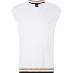 Boss - Vollino - Sweater - Wit - V-hals - Mouwloos - Gebreid