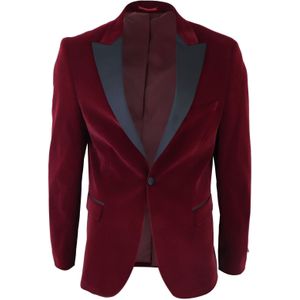 Heren bordeaux fluwelen diner smoking colbert blazer