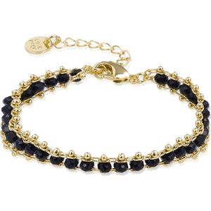 Luxenter - Lailai - Armband - Zilver - Zwart Kristal - 18K Geel Goud
