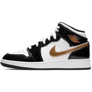 Nike Air jordan 1 mid se black gold patent leather (gs)