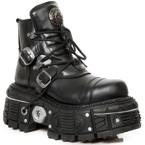 New Rock - M-TANK007-S1 - Enkellaarsjes - Zwart - Gothic Combat Platform