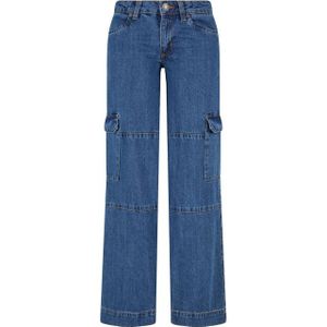 Urban Classics Dames denim cargo jeans met lage taille