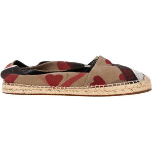 Burberry Hart- en Ruitprint Espadrille Ballerina's in Bruin Canvas