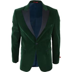 Heren - Groen - Fluwelen Diner Smoking Colbert Blazer
