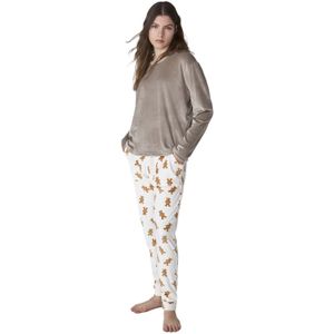 JJB4 Damespyjama van fluweel met lange mouwen