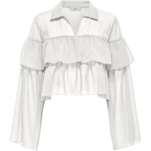 Only Onlsuzzi ls frill tie top ox wvn off-white