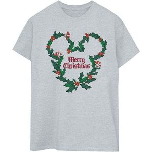 Li-cense Disney heren mickey mouse vrolijk kerstfeest holly t-shirt