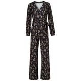 Smashed Lemon - Jumpsuit - Zwart en Camel - Stretchstof - Ornamentprint