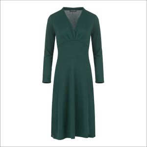 Knie Lang Empire Line Knit Style Dress - Groen - A-lijn Jurk