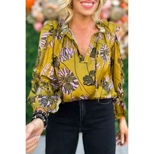 Bloemrijke Ruffle Mouwen Blouse
