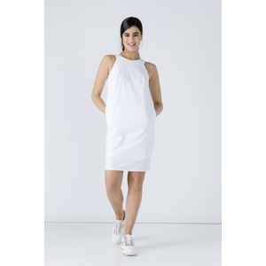 Kokerjurken - Witte Zakjurk - 100% Katoen - Mouwloos - Ronde Hals