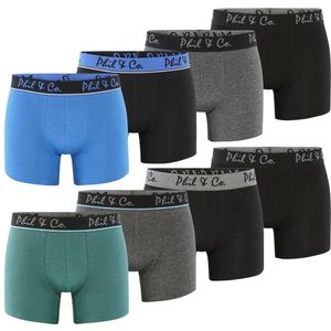 Phil & Co Boxershorts heren multipack 8-pack groen blauw zwart antraciet