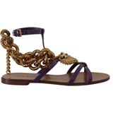DOLCE & GABBANA - Gladiator Flats Sandals - Paars - Gouden Ketting