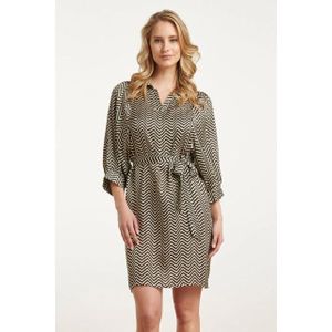 Smashed Lemon 25048 korte satijn jurk met zigzagprint |