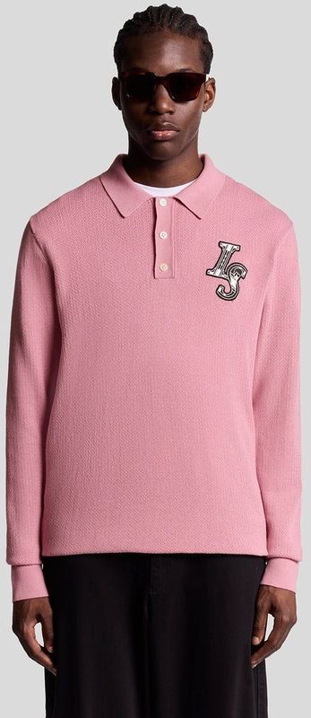 Lyle & Scott - Gebreid Poloshirt - Roze - Lange Mouwen