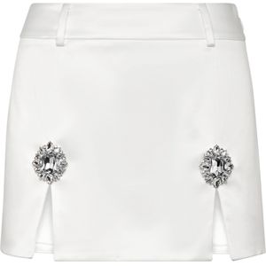 Philipp Plein - Mini Rok - Wit - Stretch Katoenmix Satijn