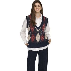 Only - Onlnoeme Life SL JQ Vest - V-hals - Nachtblauw/Rood