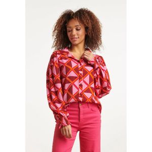 Smashed Lemon 23501 dames blouse met pofmouwengrafische print |