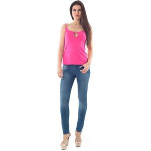Conquista - Spaghetti Strap Keyhole Top - Fuchsia - Jersey Stof