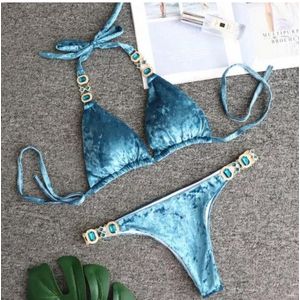 The Dezzy Factory Glamed velvet bikini | blauw