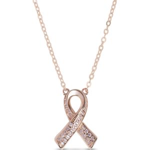 Luxenter - Annleof - Halsketting - 925 Sterlingsilver - Roze Zirkonia - 18K Roségoud