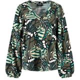 Lady Day - Tress Shirt - Meerkleurig - V-hals - Lange Mouwen - Ballonmouwen