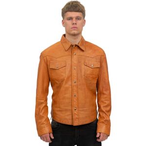Heren - Retro Leren Overhemd Jeansjack - Beijing - Premium Nappaleer