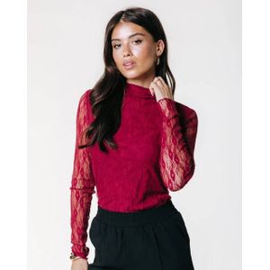 Colourful Rebel - Noe Lace High Neck Top - Fitted - Lange Mouwen