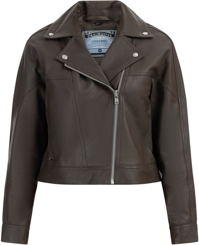 Tussenjas - Bikerjack - Leer - Licht Gevoerd - Effen