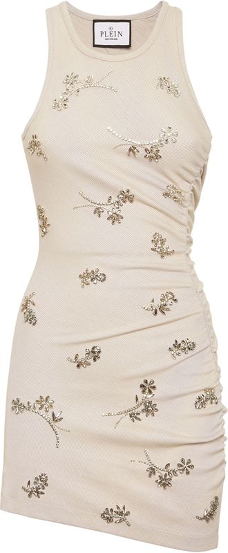 Philipp Plein - Short Dress Flowers - Jerseyjurk - Grijs - Dames