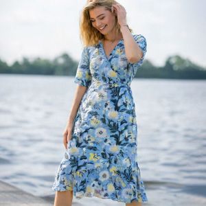 HV Society - hvscalypso - Jurk - Viscose - Midi-lengte met Pofmouwen