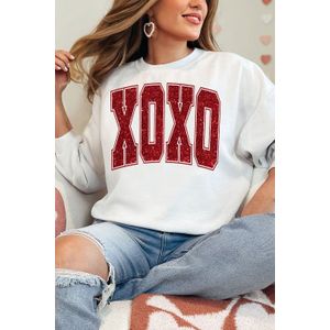 Xoxo Glitter Sweatshirt met Ronde Hals