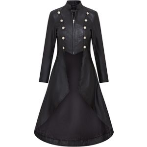 Gothic - Atlanta - Leren Damesjas - Volledige Lengte - Edwardiaans