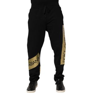 Dolce & Gabbana - Jogger Pants - Zwart - 100% Katoen - Met Logo Tape en Touwsluiting