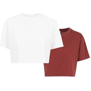 Urban Classics Dames kort oversized t-shirt (set van 2)